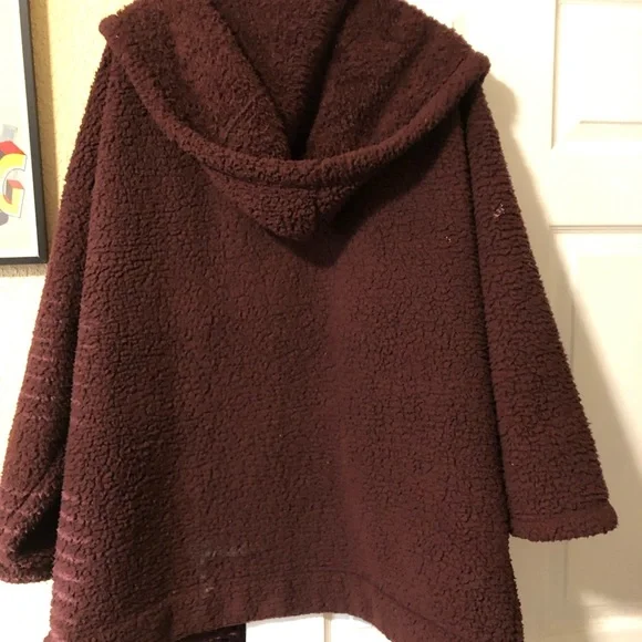 American eagle so soft teddy jacket sz xxl womens Burgundy color - Picture 3 of 6